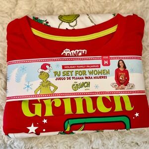 The Grinch PJ Set for Women Holiday Family Pajamas Size M Red Green Christmas